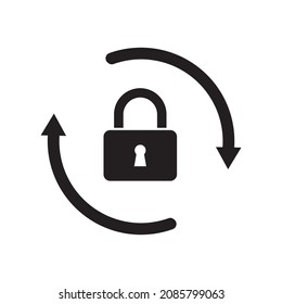 Round Lock Reload Icon, Simple Secure Key Protection Flat Design Vector