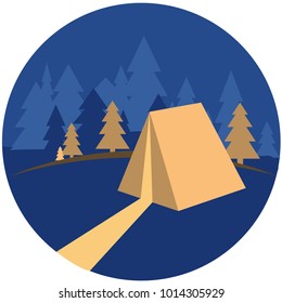 Round lodo tourism camping vector illustration