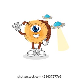el vector de mascota de caricatura alienígena de troncos redondos