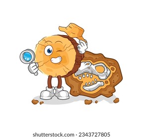 the round log archaeologists with fossils mascot. cartoon vector
