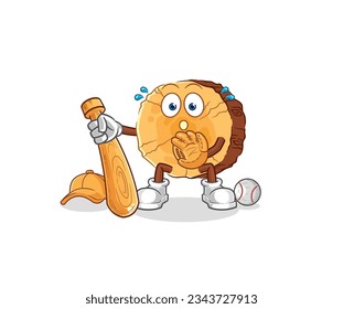the round log baseball Catcher cartoon. cartoon mascot vector