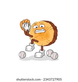 the round log baseball pitcher cartoon. cartoon mascot vector