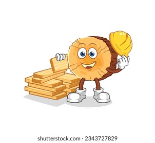 the round log builder vector. cartoon character