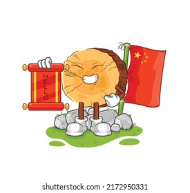 the round log chinese cartoon. cartoon mascot vector