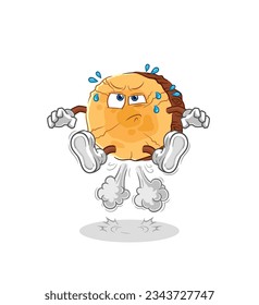 the round log fart jumping illustration. character vector