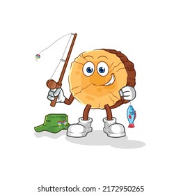 the round log fisherman illustration. character vector