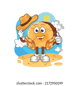 the round log go on vacation. cartoon mascot vector