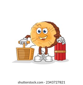 der Rundholz-Dynamitzünder. Cartoon-Maskottvektor