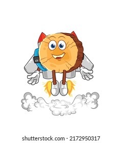 the round log with jetpack mascot. cartoon vector