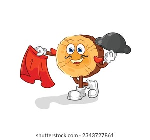 the round log matador with red cloth illustration. character vector