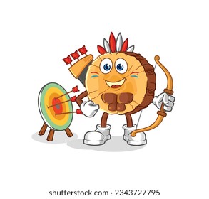 the round log native american tribe. cartoon mascot vector