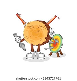 the round log ninja cartoon. character vector