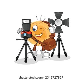 the round log photographer character. cartoon mascot vector