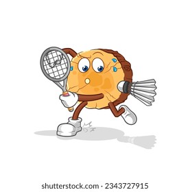 the round log playing badminton illustration. character vector