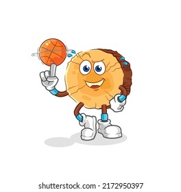 the round log playing basket ball mascot. cartoon vector