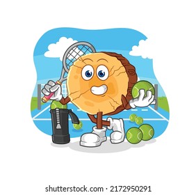 the round log plays tennis illustration. character vector
