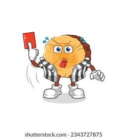 the round log referee with red card illustration. character vector