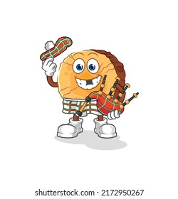 the round log scottish with bagpipes vector. cartoon character