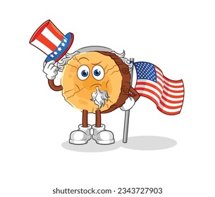 the round log uncle sam character. cartoon mascot vector