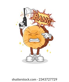 la mascota de disparos de advertencia de troncos redondos. vector de dibujos animados