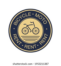 Round logo for bicycle service and rent. Vector image.