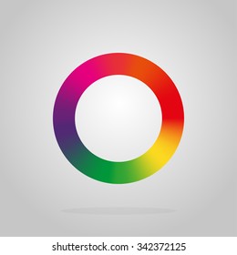 Round logo colors of the rainbow on a black  background