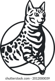 Round Logo Design of Agile Bengal Cat