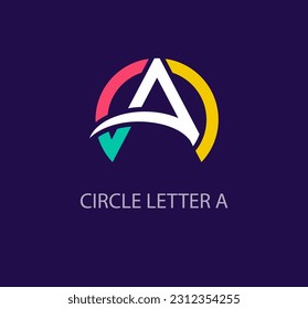 Round logo design from creative letter A. Unique colorful corporate company logo. Company initials corporate vector.