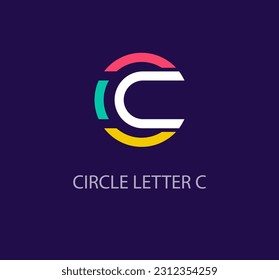 Round logo design from creative letter C. Unique colorful corporate company logo. Company initials corporate vector.