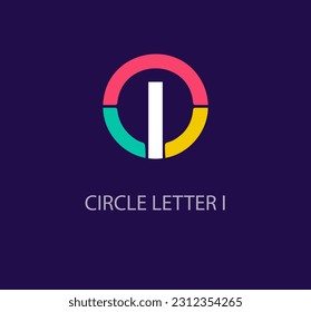 Round logo design from creative letter I. Unique colorful corporate company logo. Company initials corporate vector.