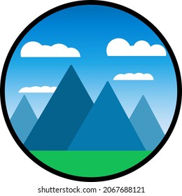 Elemento de diseño de logotipo redondo con montañas - Ilustración vectorial