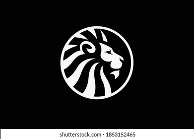 Round Logo Design of Strong Lion Head