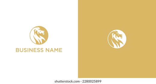 Round Logo Design of Strong Lion Head