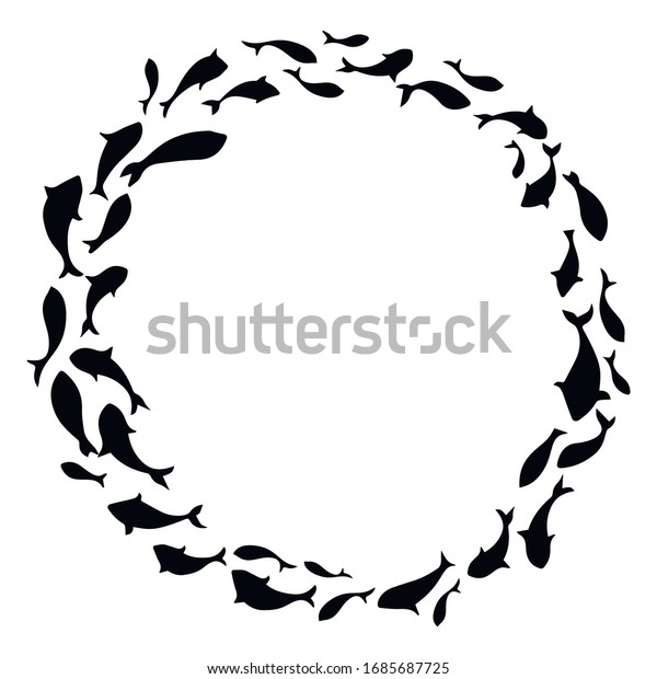 Round Logo Design Template Fish Silhouettes Stock Vector (Royalty Free ...