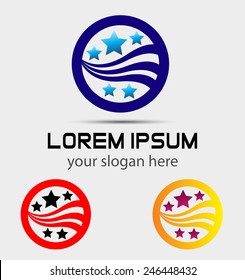 Round logo with five star icon 