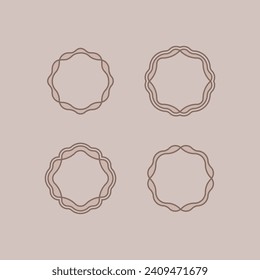 Round logo frame set. Circle design decorative element. Vector frames for logo packaging, labels, postcards, invitations, social media post.