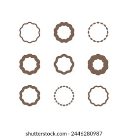 Round logo frame set. Circle line design decorative element. Vector frames for logo packaging, labels, postcards, invitations, social media post.