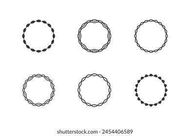 Round logo frame set. Circle line design decorative element. Vector frames for logo packaging, labels, postcards, invitations, social media post.