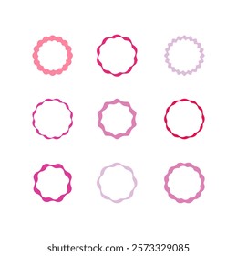 Round logo frame set. Circle line design decorative element. Vector frames for logo packaging, labels, postcards, invitations, social media post.