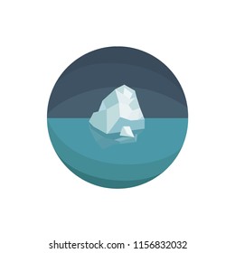 Round logo with iceberg, glacier. Global warming or environmental protection logo.Vector illustration.