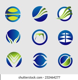 Round logo icon element set 