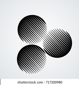 Round Logo with lines. circle unusual icon Design .Black Vector stripes .Geometric shape.
