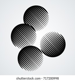 Round Logo with lines. circle unusual icon Design .Black Vector stripes .Geometric shape.
