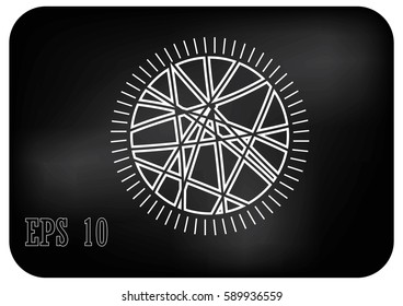Round logo on a black background