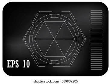 Round logo on a black background