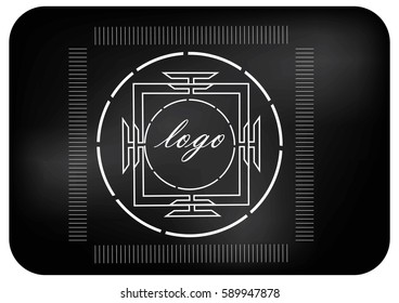 Round logo on a black background