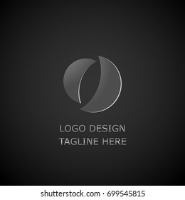 Round logo on black background
