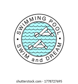Round logo for swimming pool. Vector image.