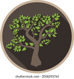 round logo or symbol with leaf tree, vector illustration