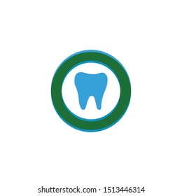 Round logo with tooth and business card design template for dental clinic, dentist, teeth care concept - Vector